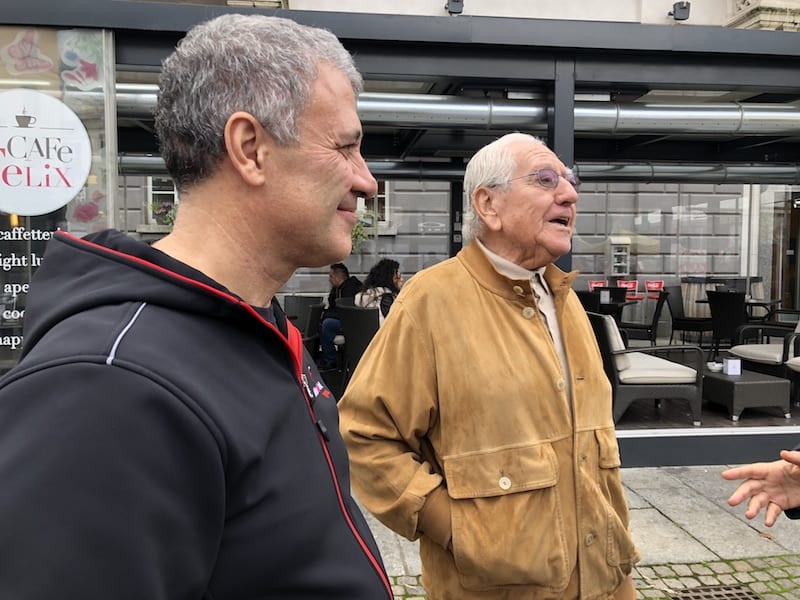 Claudio Palladi (a sinistra) con Emilio Rigamonti, uno dei fondatori della storica azienda valtellinese specializzata nella produzione di bresaola